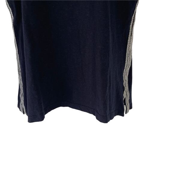 Talbots Women's Size Petite Large Embroidered Navy White Boat Neck Top - Picture 3 of 8